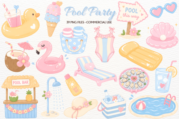 Download Pastel Summer Pool Party Clipart Beach - Summer Collection