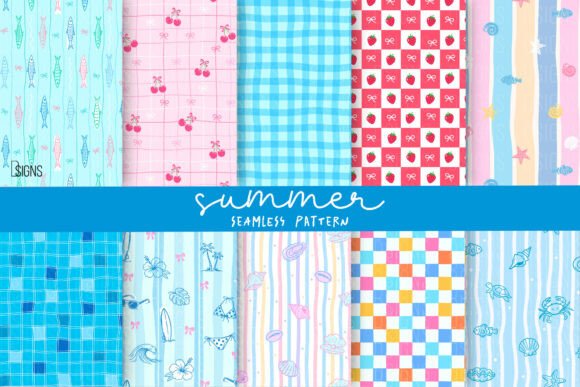 Download Summer Beach Seamless Pattern Bundle PNG - Summer Collection