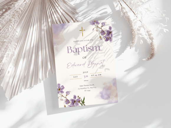 Download Baptism Invitation Template, Rustic Pink - Template Collection
