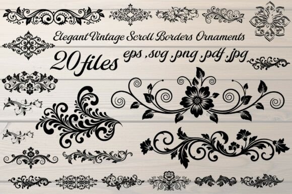 Download Elegant Vintage Scroll Borders - Scroll Collection