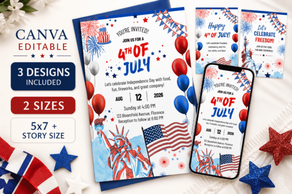 Download 4th of July Invitation Template Canva - Template Collection
