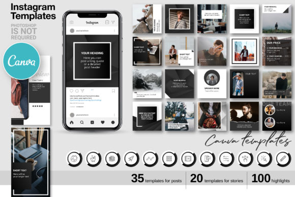 Download Black CANVA Instagram Template Kit 62 - Template Collection