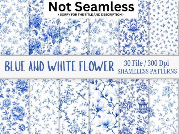 Download Blue and White Watercolor Flower Pattern - White Collection