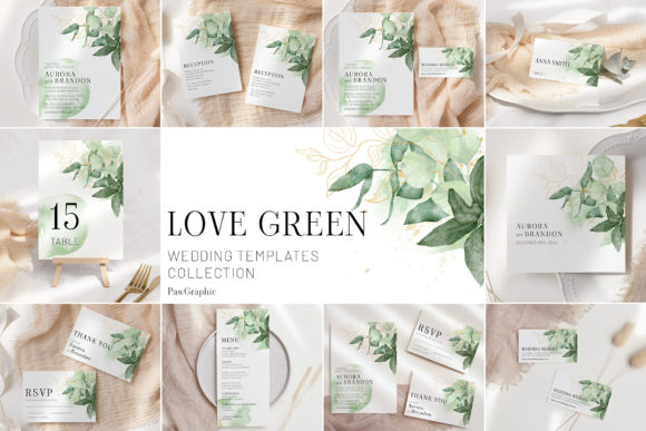 Download Greenery Gold Wedding Template Cards - Template Collection
