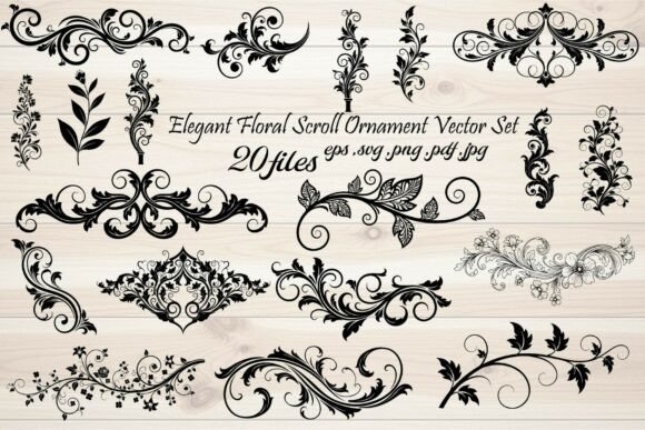 Download Elegant Floral Scroll Ornament Vector - Scroll Collection