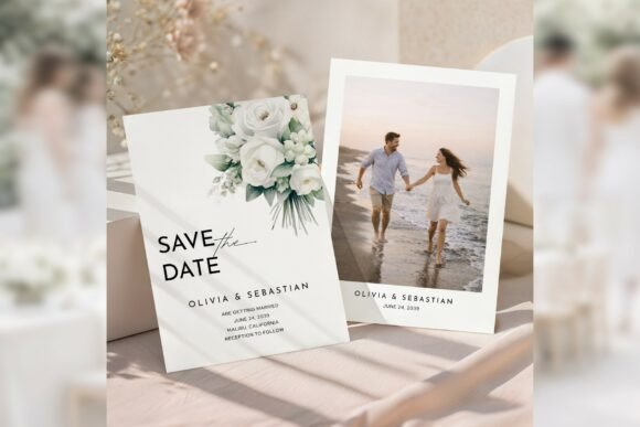 Download White Floral Save the Date Canva Bd012 - White Collection